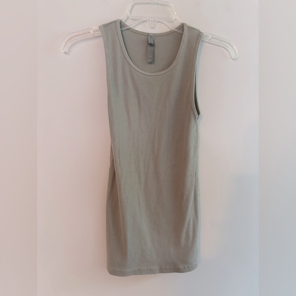 SKIMS long ribbed tank in Mineral green